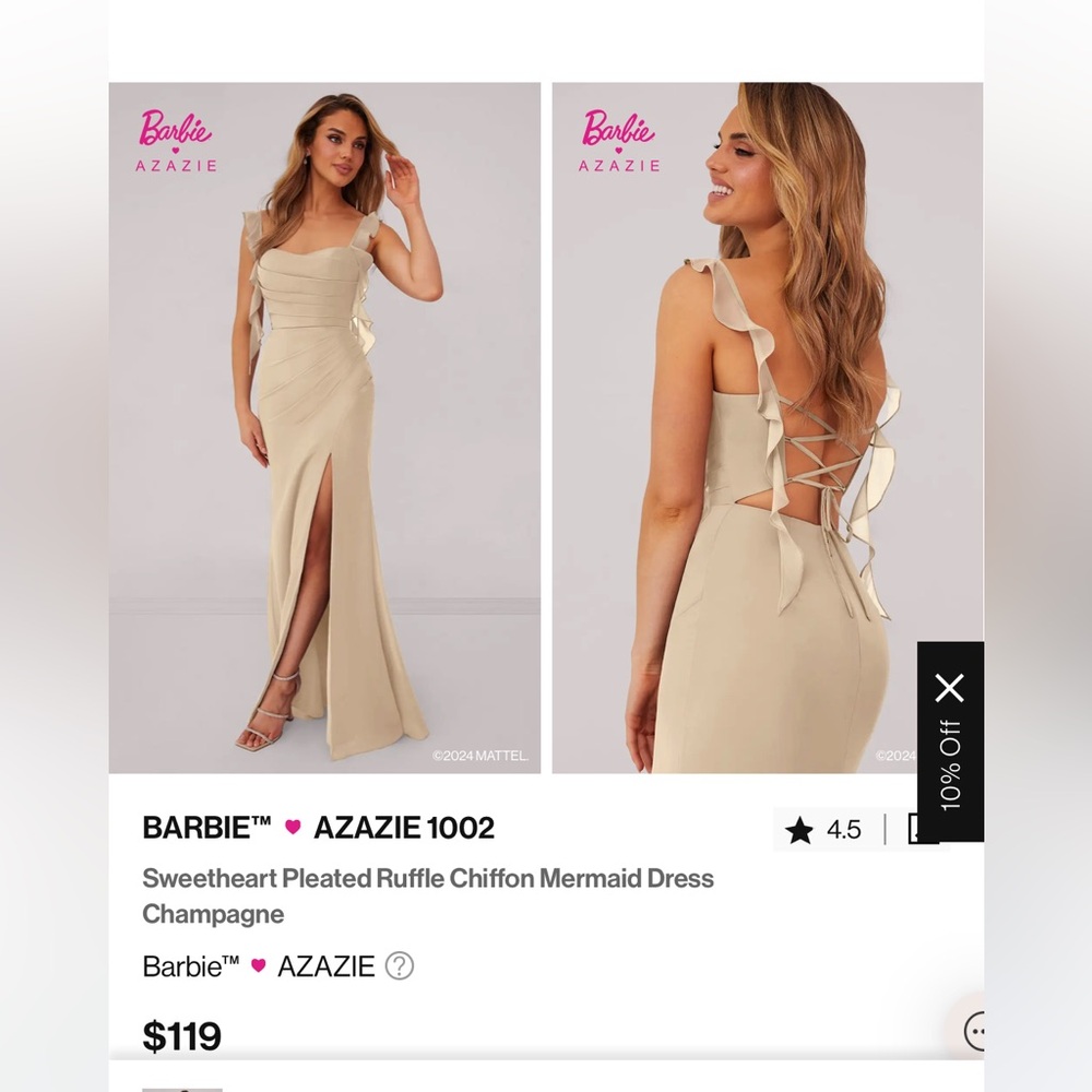 Azazie Barbie Bridesmaid dress- Champagne- Size 6